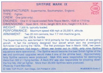1989-00 Top Pilot #188 Spitfire Mark IX Back