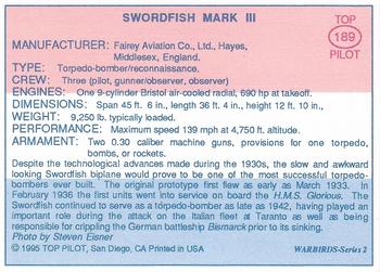 1989-00 Top Pilot #189 Swordfish Mark III Back