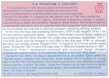 1989-00 Top Pilot #191 F-4 Phantom II Back