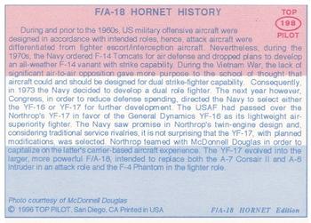 1989-00 Top Pilot #198 F/A-18 Hornet Back