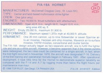 1989-00 Top Pilot #201 F/A-18A Hornet Back