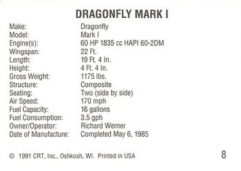 1991 CRT Wings #8 Dragonfly Mark I Back