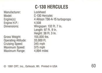 1991 CRT Wings #60 C-130 Hercules Back