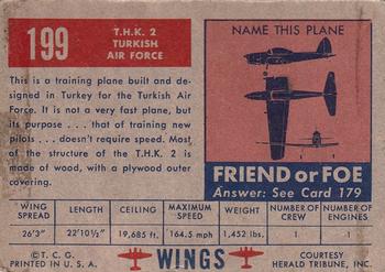 1952 Topps Wings Friend or Foe (R707-4) #199 THK-2 Back