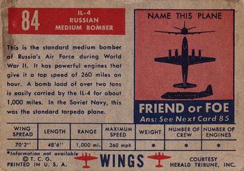 1952 Topps Wings Friend or Foe (R707-4) #84 IL-4 Back