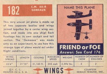 1952 Topps Wings Friend or Foe (R707-4) #182 CM 88-R Gemeaux Back