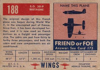 1952 Topps Wings Friend or Foe (R707-4) #188 SO 30-P Bretagne Back