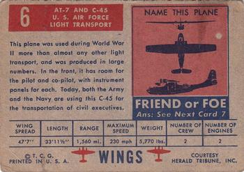 1952 Topps Wings Friend or Foe (R707-4) #6 AT-7 Navigator Back