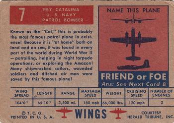 1952 Topps Wings Friend or Foe (R707-4) #7 PBY Catalina Back