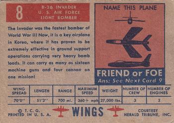 1952 Topps Wings Friend or Foe (R707-4) #8 B-26 Invader Back