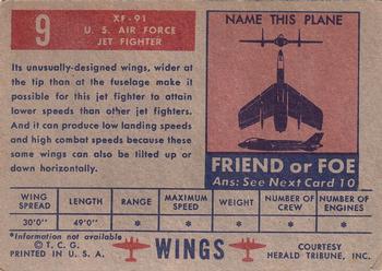 1952 Topps Wings Friend or Foe (R707-4) #9 XF-91 Back