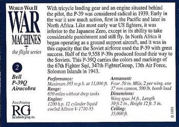 1993 The Richards Group World War II War Machines #2 Bell P-39Q Airacobra Back