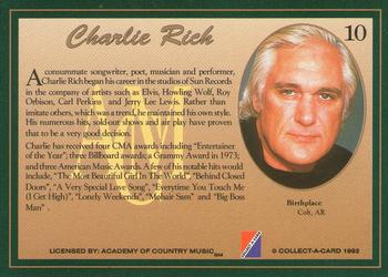 1992 Collect-A-Card Country Classics #10 Charlie Rich Back