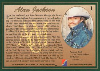 1992 Collect-A-Card Country Classics #1 Alan Jackson Back