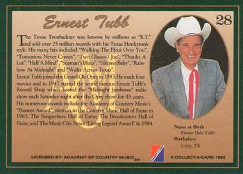 1992 Collect-A-Card Country Classics #28 Ernest Tubb Back