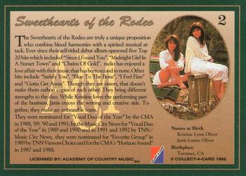 1992 Collect-A-Card Country Classics #2 Sweethearts of the Rodeo Back