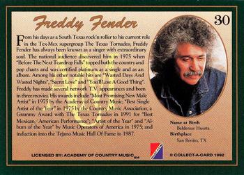 1992 Collect-A-Card Country Classics #30 Freddy Fender Back