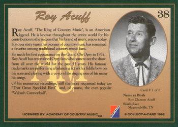 1992 Collect-A-Card Country Classics #38 Roy Acuff Back