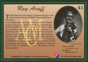 1992 Collect-A-Card Country Classics #41 Roy Acuff Back