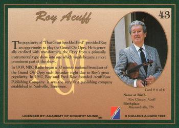 1992 Collect-A-Card Country Classics #43 Roy Acuff Back