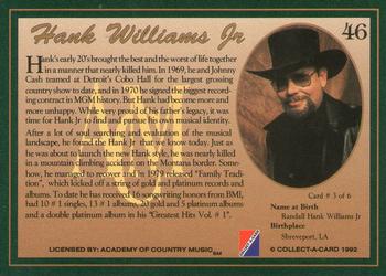 1992 Collect-A-Card Country Classics #46 Hank Williams Jr. Back