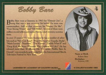 1992 Collect-A-Card Country Classics #4 Bobby Bare Back