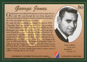 1992 Collect-A-Card Country Classics #50 George Jones Back