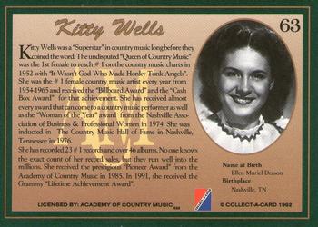 1992 Collect-A-Card Country Classics #63 Kitty Wells Back