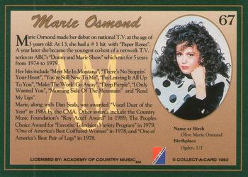 1992 Collect-A-Card Country Classics #67 Marie Osmond Back