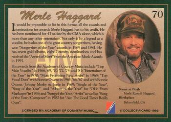 1992 Collect-A-Card Country Classics #70 Merle Haggard Back