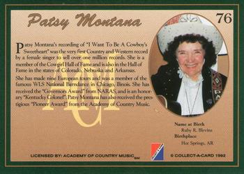 1992 Collect-A-Card Country Classics #76 Patsy Montana Back