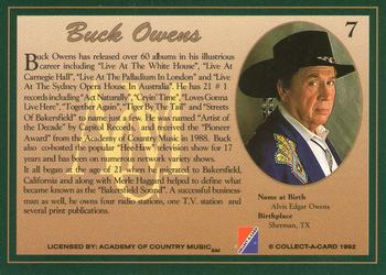 1992 Collect-A-Card Country Classics #7 Buck Owens Back