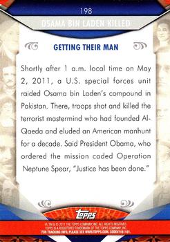 2011 Topps American Pie #198 Osama Bin Laden Killed Back