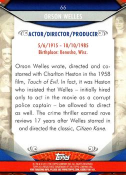 2011 Topps American Pie #66 Orson Welles Back