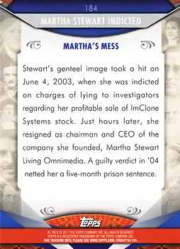 2011 Topps American Pie #184 Martha Stewart indicted Back