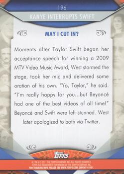 2011 Topps American Pie - Foil #196 Kanye West interrupts Taylor Swift Back