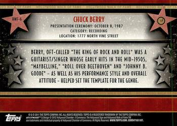 2011 Topps American Pie - Hollywood Walk of Fame #HWF-6 Chuck Berry Back