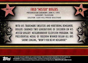 2011 Topps American Pie - Hollywood Walk of Fame #HWF-11 Fred Rogers Back