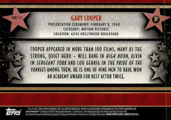 2011 Topps American Pie - Hollywood Walk of Fame #HWF-12 Gary Cooper Back