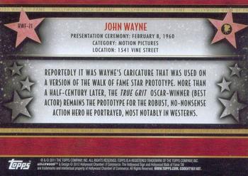 2011 Topps American Pie - Hollywood Walk of Fame #HWF-21 John Wayne Back
