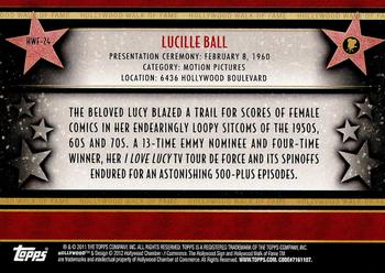 2011 Topps American Pie - Hollywood Walk of Fame #HWF-24 Lucille Ball Back