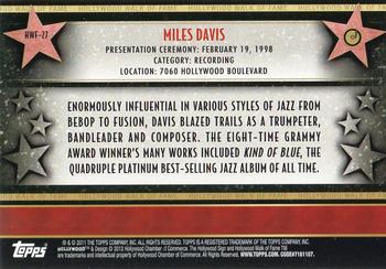2011 Topps American Pie - Hollywood Walk of Fame #HWF-27 Miles Davis Back