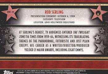 2011 Topps American Pie - Hollywood Walk of Fame #HWF-29 Rod Serling Back