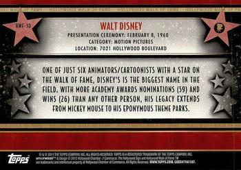 2011 Topps American Pie - Hollywood Walk of Fame #HWF-30 Walt Disney Back