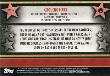 2011 Topps American Pie - Hollywood Walk of Fame #HWF-32 Groucho Marx Back