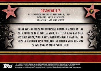 2011 Topps American Pie - Hollywood Walk of Fame #HWF-33 Orson Welles Back