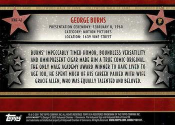 2011 Topps American Pie - Hollywood Walk of Fame #HWF-43 George Burns Back