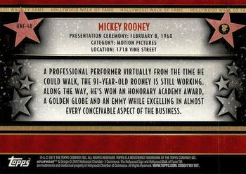 2011 Topps American Pie - Hollywood Walk of Fame #HWF-48 Mickey Rooney Back
