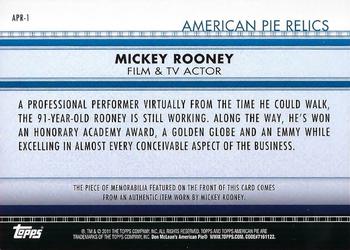 2011 Topps American Pie - Relics #APR-1 Mickey Rooney Back
