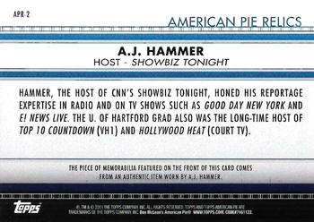 2011 Topps American Pie - Relics #APR-2 A.J. Hammer Back